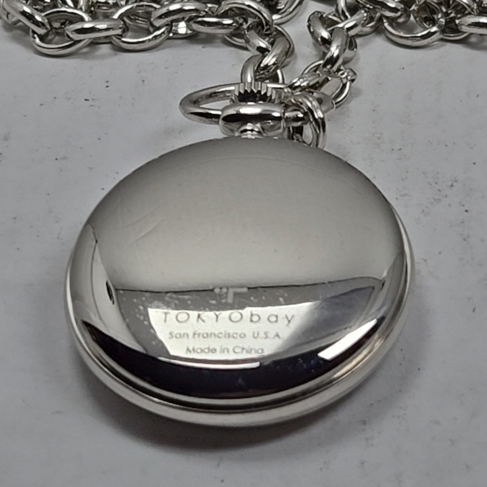 TOKYObay Pocket Watch Silver Tone New Battery Jeans Pants Suit Chain Necklace - Picture 11 of 12